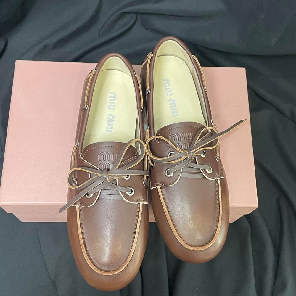 Miu Miu Women's Brown Loafers - Picture 5 of 8
